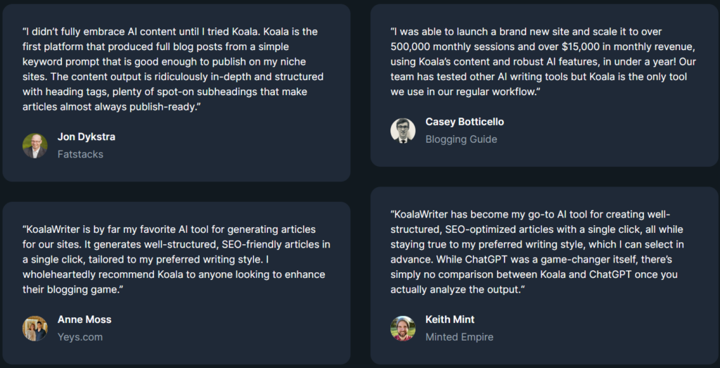 KoalaWriter Review: Client Testimonials